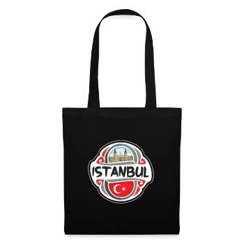 Istanbul Turkey Flag Badge Travel Souvenir Stamp - Tote Bag - black - Front