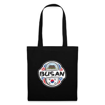 Busan South Korea Flag Badge Travel Souvenir Stamp - Tote Bag - black - Front