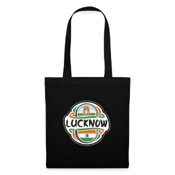 Lucknow India Flag Badge Souvenir de voyage - Sac en tissu - noir - Devant