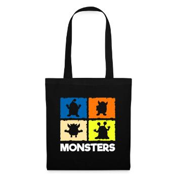 Monster Niedlich Kleine Schwester Großer Bruder - Stoffbeutel - Schwarz - Vorne