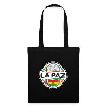 La Paz Bolivia Flag Badge Travel Souvenir Stamp - Tote Bag - black - Front