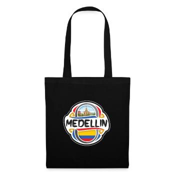 Medellin Colombie Drapeau Badge Voyage Souvenir Timbre - Sac en tissu - noir - Devant