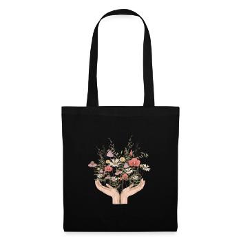 Mains de fleurs - Sac en tissu - noir - Devant
