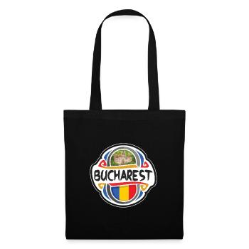Bucharest Romania Flag Badge Travel Souvenir Stamp - Tote Bag - black - Front