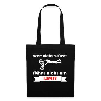 Wer nicht stürzt fährt nicht am Limit - Stoffbeutel - Schwarz - Vorne