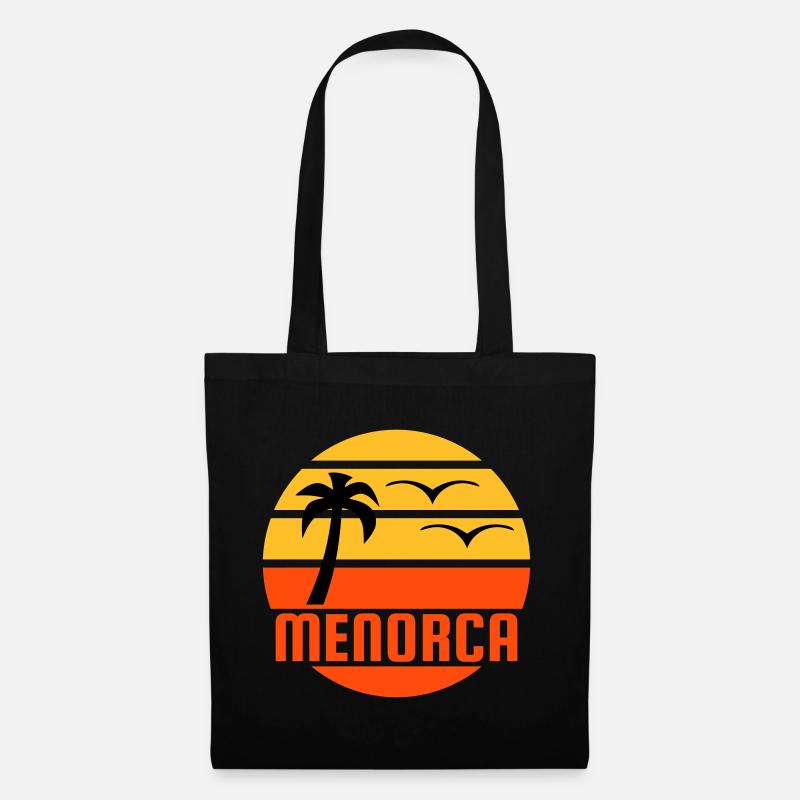 Menorca (Sonne, Palme, Vögel) - Stoffbeutel - Schwarz
