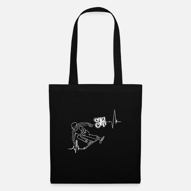 Ski-Slalom-Profi. Herzschlag eine Zeile - Stoffbeutel - Schwarz