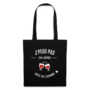 Je peux pas j'ai apéro avec les copains - Sac en tissu - noir - Devant