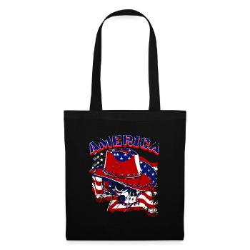 Un beau crâne de cow-boy avec un design de drapeau américain - Sac en tissu - noir - Devant