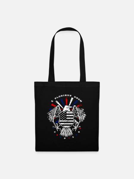 E Pluribus Unum mit US Flagge und Adler - Stoffbeutel - Schwarz