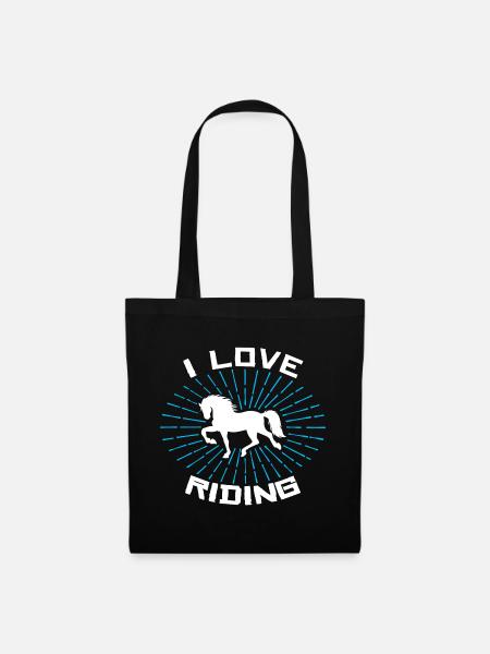 Ich Liebe Pferde Statement Islandpferde Galopp - Stoffbeutel - Schwarz
