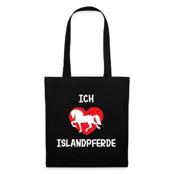 Islandpferde Ich Liebe Pferde Statement Herz - Stoffbeutel - Schwarz - Vorne