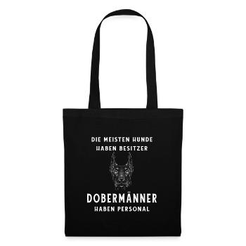 Lustiges Dobermann Design - Stoffbeutel - Schwarz - Vorne