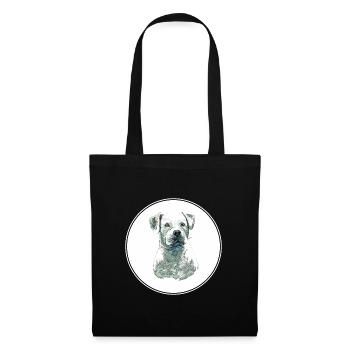 Illustration de l’aquarelle du chien Bulldog américain - Sac en tissu - noir - Devant