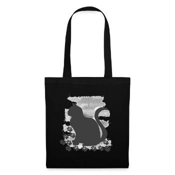 shirts für frau, Katze mit HG V1 - Stoffbeutel - Schwarz - Vorne