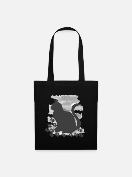 shirts für frau, Katze mit HG V1 - Stoffbeutel - Schwarz
