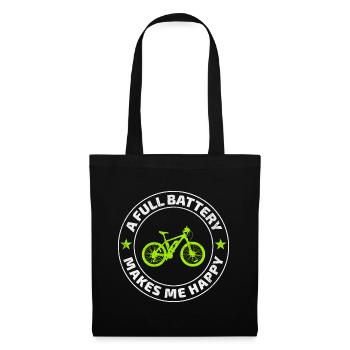 E-Bike Elektro-Fahrrad E-Radfahrer Fahrradfahrer - Stoffbeutel - Schwarz - Vorne