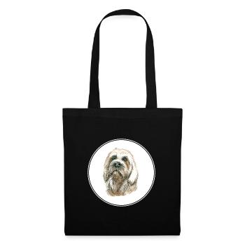 Dandie Dinmont Terrier Hund Aquarell Illustration - Stoffbeutel - Schwarz - Vorne