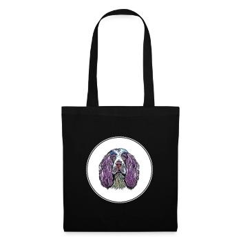 Englisch Springer Spaniel Hund Aquarell Illustrati - Stoffbeutel - Schwarz - Vorne