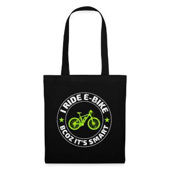 E-Bike Elektro-Fahrrad E-Radfahrer Fahrradfahrer - Stoffbeutel - Schwarz - Vorne
