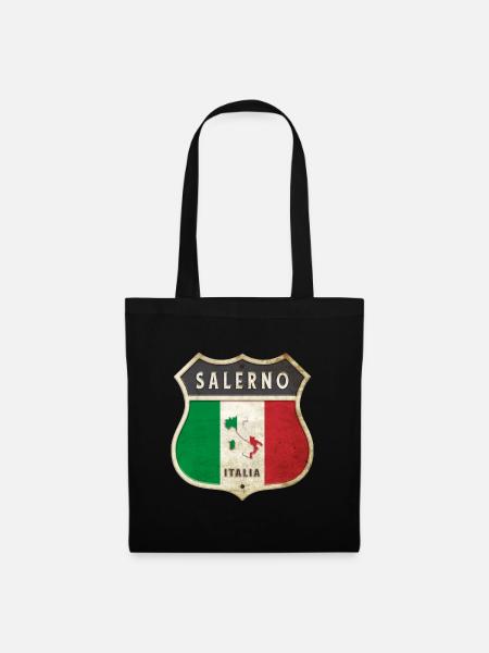 Salerno Italien Wappen Flaggen Design - Stoffbeutel - Schwarz