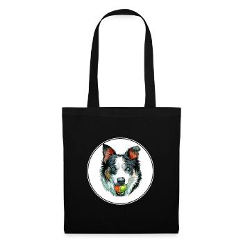Neuseeland Heading Dog Aquarell Illustration - Stoffbeutel - Schwarz - Vorne