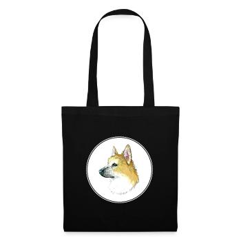 Norwegischer Buhund Hund Aquarell Illustration - Stoffbeutel - Schwarz - Vorne