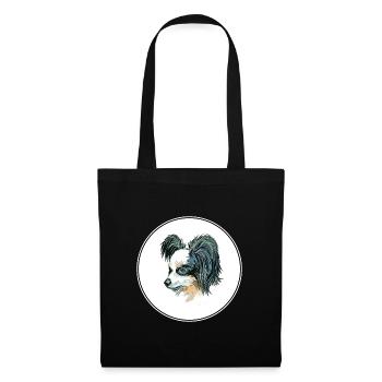 Papillon Dog Aquarelle Art Illustration - Sac en tissu - noir - Devant