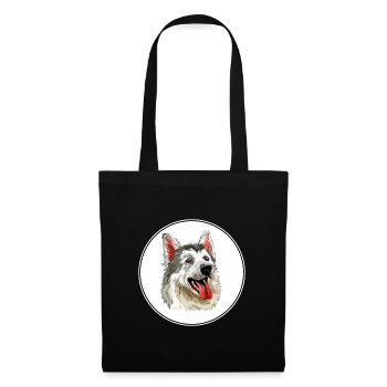 Nördlicher Inuit-Hund Aquarell Kunst Illustration - Stoffbeutel - Schwarz - Vorne