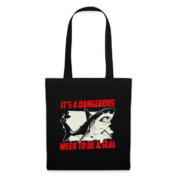 Grand requin blanc Fruits de mer Poisson prédateur - Sac en tissu - noir - Devant