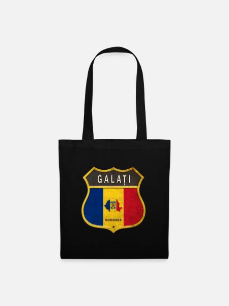 Galați Rumänien Wappen Design - Stoffbeutel - Schwarz