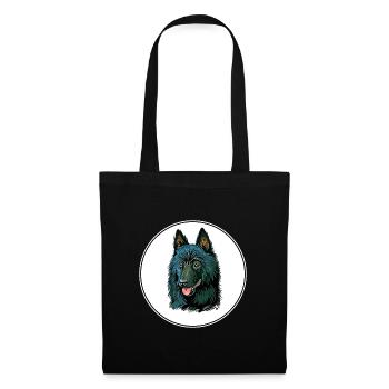 Schipperke Hund Aquarell Illustration - Stoffbeutel - Schwarz - Vorne