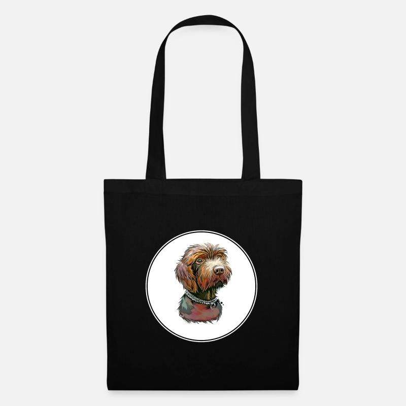 Pudelpointer Hund Aquarell Illustration - Stoffbeutel - Schwarz