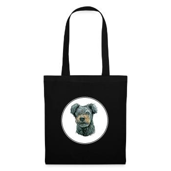 Pumi Hund Aquarell Farbe Illustration - Stoffbeutel - Schwarz - Vorne