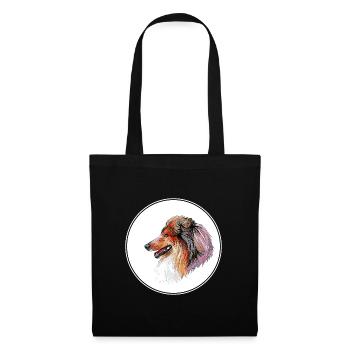 Scotch Collie Hund Aquarell Skizze Illustration - Stoffbeutel - Schwarz - Vorne