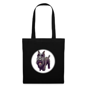 Mittelschnauze Standard Schnauzer Hund Illustration - Stoffbeutel - Schwarz - Vorne