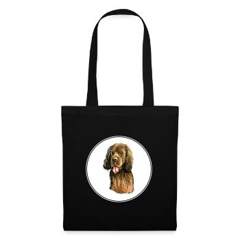Sussex Spaniel Hund Aquarell Kunst Illustration - Stoffbeutel - Schwarz - Vorne