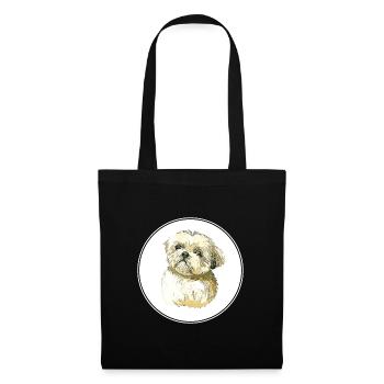 Shih Tzu Schoß Hund Aquarell Illustration - Stoffbeutel - Schwarz - Vorne