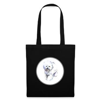 Bichon Frise Dog Watercolor Illustration - Tote Bag - black - Front