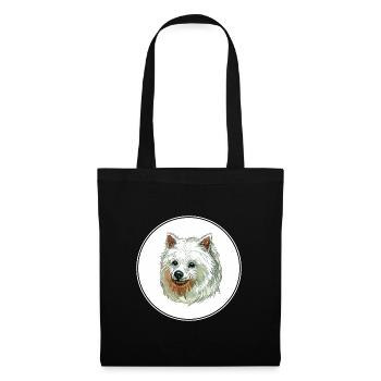 Volpino Italiano Hund Aquarell Illustration - Stoffbeutel - Schwarz - Vorne