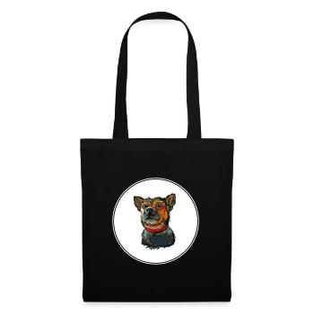 Ratonero Murciano Hund Aquarell Illustration - Stoffbeutel - Schwarz - Vorne