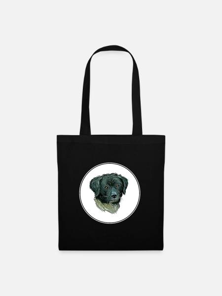 Wetterhoun Hund Aquarell Illustration - Stoffbeutel - Schwarz