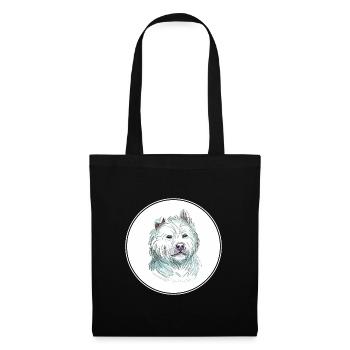 Xiasi Hund Aquarell Farbe Illustration - Stoffbeutel - Schwarz - Vorne