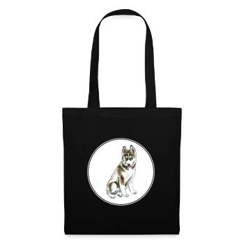 Husky Hund Aquarell Farbe Illustration - Stoffbeutel - Schwarz - Vorne