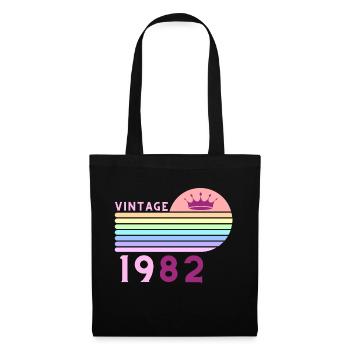 Anniversaire 40 ans vintage 1982 femme rose violet - Sac en tissu - noir - Devant