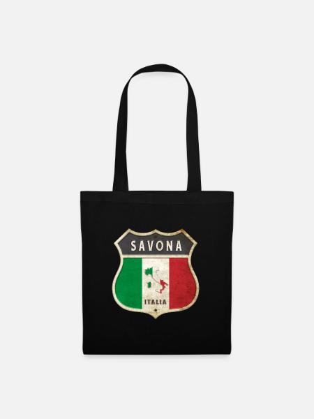 Savona Italien Wappen Flaggen Design - Stoffbeutel - Schwarz