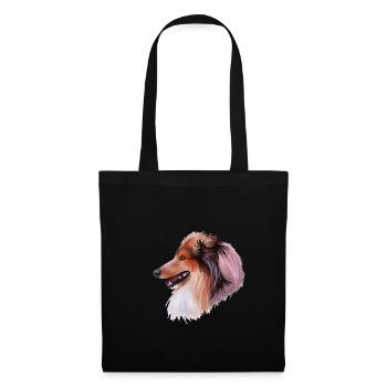 Scotch Collie Hund Aquarell Skizze Illustration - Stoffbeutel - Schwarz - Vorne
