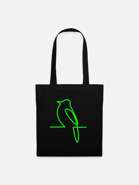 Leuchtender Vogel Linienkunst - Stoffbeutel - Schwarz