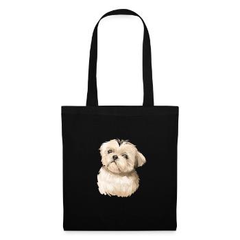 Shih Tzu Schoß Hund Aquarell Illustration - Stoffbeutel - Schwarz - Vorne