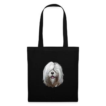 Südrussischer Ovcharka Hund Aquarell Illustration - Stoffbeutel - Schwarz - Vorne